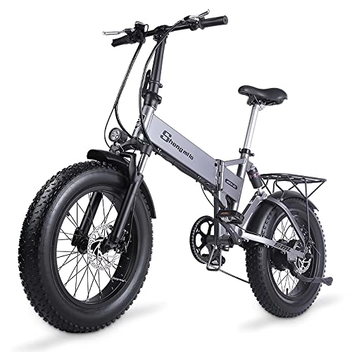 Bicicletas eléctrica : MX21 Bicicleta Plegable 20 * 4, 0 neumático Gordo Bicicleta montaña Bicicleta Playa Bicicleta eléctrica para Adultos 48V 12, 8 Ah batería extraíble (Estándar)