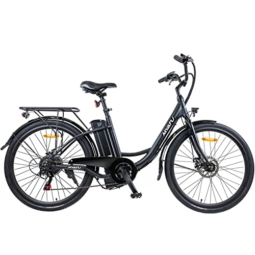 Bicicletas eléctrica : Myatu 26" E- Citybike - Cambio de cadena para bicicleta eléctrica (250 W, 12, 5 Ah36 V, 6 velocidades), color negro