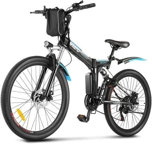 Bicicletas eléctrica : Myatu Bicicleta Electrica Plegable 26", E-Bike con Batería Extraíble de 36V 10.4Ah, Bici Electrica con Motor de 250W Cambio de 21V Shimano