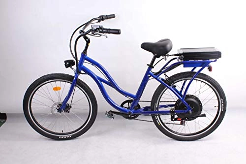 Bicicletas eléctrica : móvil 500W 48V 10.4AH Bicicleta eléctrica 26'x2.125 Bike Cruiser 7 Speed Shimano Desviador Snow Beach eBike Bicicleta Sistema de Freno de Disco mecánico para Mujer (Azul)