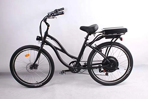 Bicicletas eléctrica : móvil 500W 48V 10.4AH Bicicleta eléctrica 26'x2.125 Bike Cruiser 7 Speed Shimano Desviador Snow Beach eBike Bicicleta Sistema de Freno de Disco mecánico para Mujer (Negro)