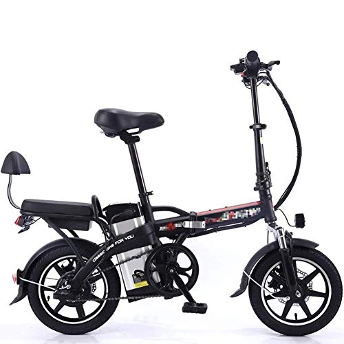 Bicicletas eléctrica : N&I Bicicleta eléctrica eléctrica de aluminio con pedal de alimentación y motor de 48 V y 350 Wh con batería eléctrica de 14 pulgadas.