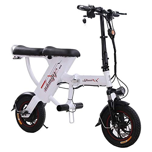 Bicicletas eléctrica : NBWE Bicicleta elctrica Batera de Litio de 12 Pulgadas Bicicleta Plegable de Viaje Hombres y Mujeres Que conducen Mini Scooter de batera de 48 V para Adultos
