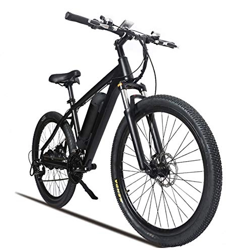 Bicicletas eléctrica : Negro Bicicletas Eléctricas para Adultos, con Batería Extraíble de 36V / 10Ah, Híbrido de 21 velocidades, para Ciclismo al Aire Libre, Viajes, Ejercicio