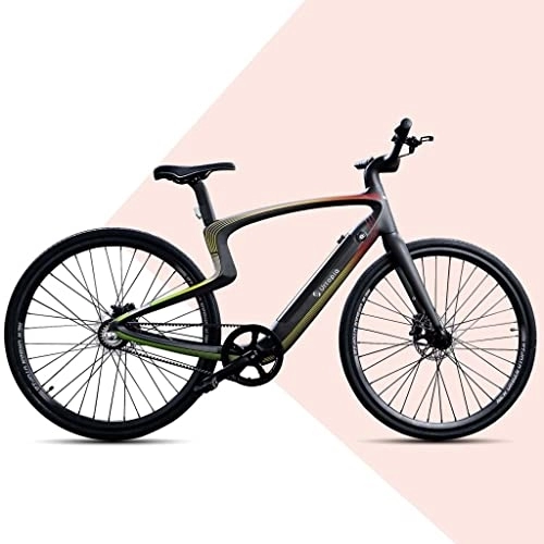 Bicicletas eléctrica : NewUrtopia Smart-Bicicleta eléctrica de Carbono (Talla L, Modelo Rainbow (Negro, Multicolor), 35 NM, luz Intermitente, proyección antirobo, aplicación de navegación, Control por Voz de IA Ultraligera