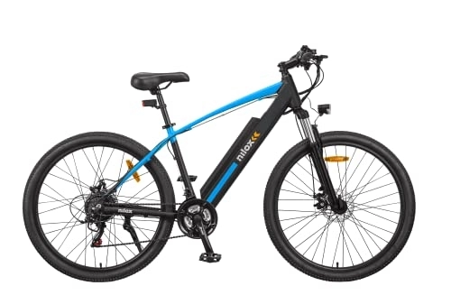 Bicicletas eléctrica : Nilox, E-Bike X6 SE, Mountain-Bike eléctrica, Autonomía de 90 km, Frenos de disco Tektro, Cambio Shimano de 21 velocidades, Ruedas de 27, 5” x 2, 10”, Batería extraíble de 36 V 13 Ah