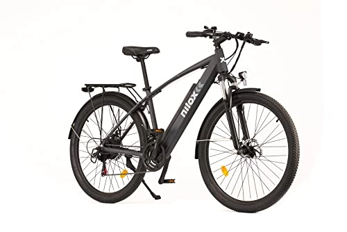 Bicicletas eléctrica : Nilox, E-Bike X7 Plus, Bicicleta de trekking con pedaleo asistido, 80 km de autonomía, hasta 25 km / h, motor de 36 V 250 W, batería de litio de 36 V- 13 Ah, neumáticos de 27, 5" x 2, 10" semirrígidos