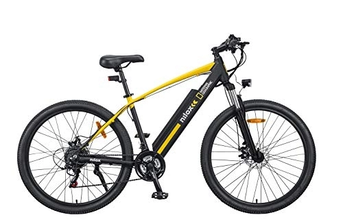 Bicicletas eléctrica : Nilox X6 National Geographic Bicicleta de montaña, Adultos Unisex, 27.5 pulgadas, Negro y Amarillo, M