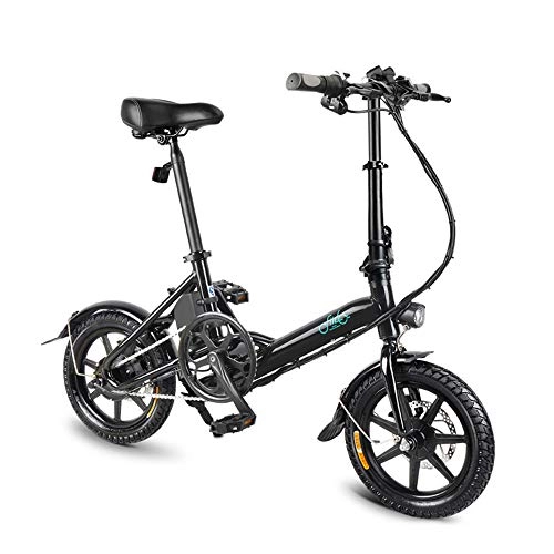 Bicicletas eléctrica : Nishore Bicicleta Elctrica Plegable, Motor Elctrico sin Escobillas 36V 5.2AH con Ciclomotor Bicicleta Elctrica EET de 14 Pulgadas con Asistencia Elctrica 250W (Negro - D3-5.2AH)