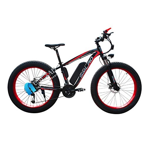 Bicicletas eléctrica : Not application Bici Electrica Adulto Fat Tire Bike Electric Mountain, 48V 1000 W, 26 * 4.0Pulgadas Ruedas, con Batería De Litio Extraíble Y Cargador Black Red