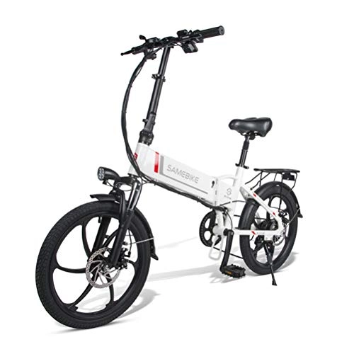 Bicicletas eléctrica : OD-B Bicicleta Elctrica Plegable Aleacin De Aluminio Bicicleta Elctrica Unisex Adultos Jvenes 20 Pulgadas 25 Km / H 36V 8AH 250W Bicicleta Elctrica con Pedales Asistencia Elctrica, Blanco