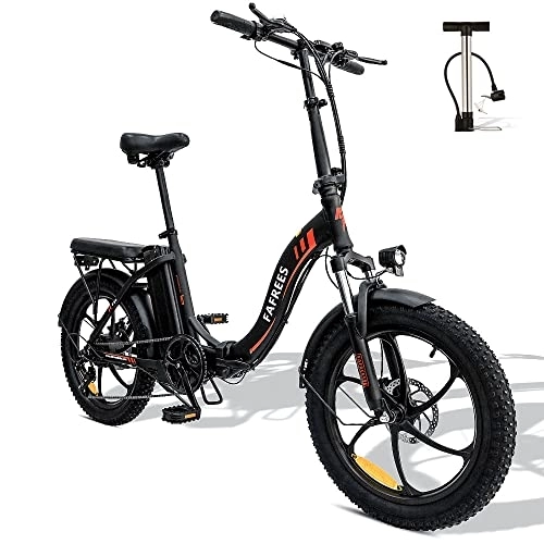 Bicicletas eléctrica : Oficial] Bicicleta eléctrica Fafrees F20, 20" Fatbike para Hombres y Mujeres, Bicicleta eléctrica Urbana Plegable de 250 W con batería extraíble de 48 V 15 Ah, Shimano 7 velocidades, Negro