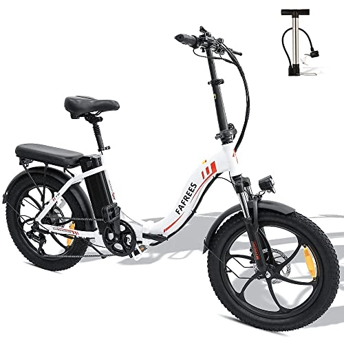 Bicicletas eléctrica : Oficial] Fafrees F20 Bicicleta Eléctrica, 20" Fat Tire, Shimano 7vel, Frenos Delanteros y Traseros, 250W Bicicleta eléctrica Urbana Plegable con, batería extraíble de 48V 15Ah, Blanco