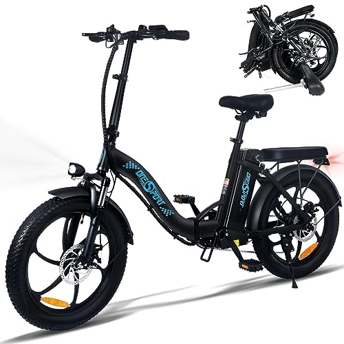 Bicicletas eléctrica : ONESPORT Bicicleta Eléctrica 20" Fatbike, 7 Velocidades Bicicleta Montaña Plegable Ebike 250W Motor, Extraíble Batería 36 V 10 Ah, MTB Alcance 45-100 km, Montaña Carretera E-Bike