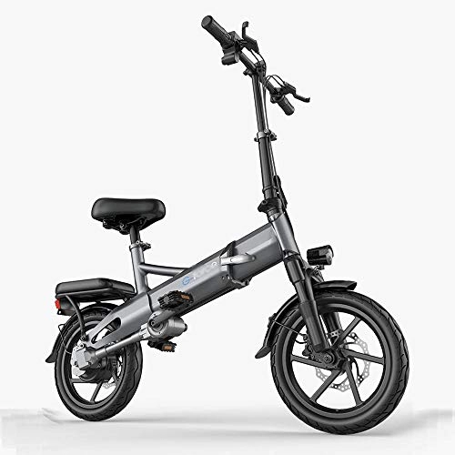 Bicicletas eléctrica : OQJUH Bicicleta eléctrica plegable City con pantalla LCD E-ABS de doble disco adecuado para adultos y desplazadores, batería de iones de litio Mountain Ebike para hombre, Endurance50KM