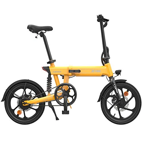 Bicicletas eléctrica : OUXI Bicicleta eléctrica Himo Z16 para adultos, plegable, motor de 250 W, 3 modos de trabajo de 25 km / h, capacidad de batería de 10 Ah (Z16 amarillo)