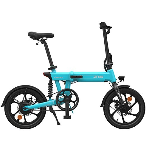 Bicicletas eléctrica : OUXI Bicicleta eléctrica Himo Z16 para adultos, plegable, motor de 250 W, 3 modos de trabajo de 25 km / h, capacidad de batería de 10 Ah (Z16 azul)