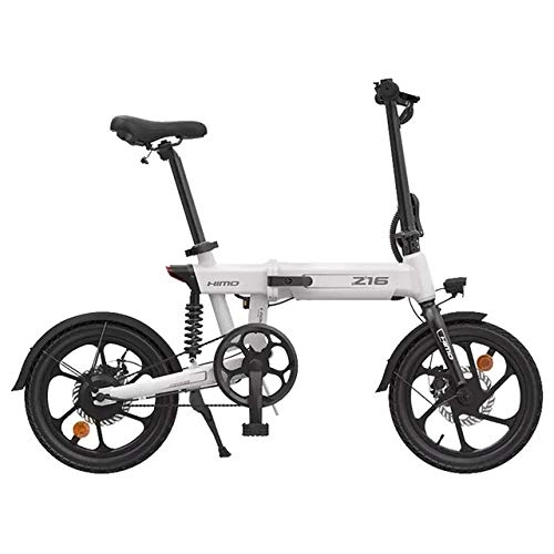 Bicicletas eléctrica : OUXI Bicicleta eléctrica Himo Z16 para adultos, plegable, motor de 250 W, 3 modos de trabajo de 25 km / h, capacidad de batería de 10 Ah (Z16 blanco)