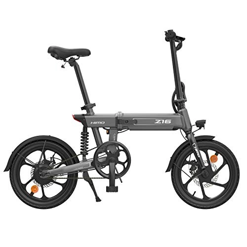 Bicicletas eléctrica : OUXI Bicicleta eléctrica Himo Z16 para adultos, plegable, motor de 250 W, 3 modos de trabajo de 25 km / h, capacidad de batería de 10 Ah (Z16 gris)