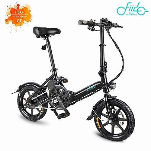 Bicicletas eléctrica : OUXI FIID0 D3 Bicicleta Electrica para Adultos, 14 Pulgadas 7.8AH 250W 36V Batera Mini Bicicleta Plegable con 3 Modos de Trabajo para Ejercicio Fsico Al Aire Libre (Negro)