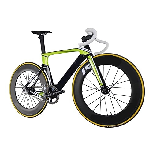 Bicicletas eléctrica : paritariny Bicicleta eléctrica Bicicleta de Seguimiento de Engranajes fijos a-ero de Carbono Completo sin Freno Sola Velocidad de Bicicleta Tamaño Verde 49 / 51 / 54 / 56cm