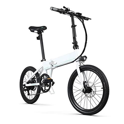 Bicicletas eléctrica : paritariny Bicicleta eléctrica Moto de Carreras de 20 Pulgadas Adultos Batería eléctrica con batería de Litio Bicicleta eléctrica (Color : White)