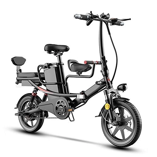 Bicicletas eléctrica : Pc-ltt 350W Bicicleta Eléctrica Plegable, E-Bike 14" con 48V 6AH Batería de Lones de Litio, Bici Electrica Urbana Ligera de Freno Frontal y Trasero para Adulto, 11AH