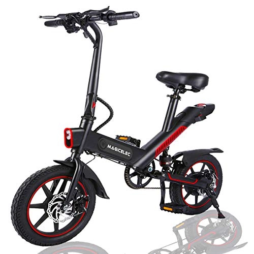 Bicicletas eléctrica : PINENG Bicicleta Eléctrica Plegable E-Bike De hasta 25 Km / H con Motor De 350 W 10Ah, Iluminación LED, Neumáticos de 14 Pulgadas, 3 Modos de Trabajo, Larga Distancia de 35 km