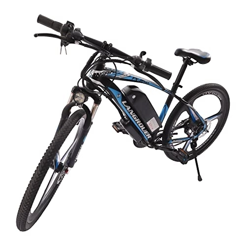 Bicicletas eléctrica : PIOJNYEN Bicicleta eléctrica de montaña eléctrica de 26 pulgadas, con motor desmontable de 250 W, 25 km / h y 21 velocidades, resistencia 20 – 30 km, para hombre y mujer (azul, blanco)