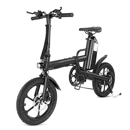 Bicicletas eléctrica : PiPisun Plegable Bicicleta eléctrica 13Ah 250W Negro 16 Pulgadas eléctrico Bicicleta de montaña 25 kmh 80 kilometros Inteligente Sistema de Velocidad Variable Kilometraje