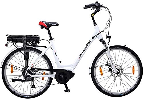 Bicicletas eléctrica : PowerPac Pedelec - Bicicleta eléctrica para ciudad (26", hidrófuga) Frenos de disco + batería de ion de litio 36 V 14 Ah (504 Wh) – Modelo 2019