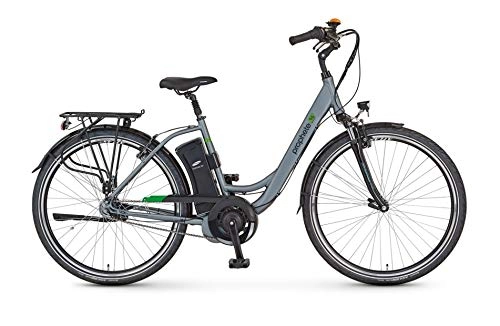 Bicicletas eléctrica : Prophete Bicicleta eléctrica GENIESSER e9.6 City de 26 pulgadas, color plateado mate, altura de 46 cm