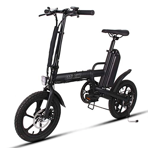 Bicicletas eléctrica : QGUO Bicicleta Eléctrica Neumáticos de 16 Pulgadas Bicicleta Eléctrica Plegable Motor de 250 Vatios 6 Velocidades Bicicleta Eléctrica de Cambio para Adultos Desplazamiento Urbano, Negro