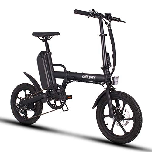 Bicicletas eléctrica : QGUO Bicicleta Eléctrica Plegable E-Bike con Motor de 250W Velocidad Máxima 25Km / h Bicicleta Eléctrica 13Ah Batería Neumáticos de 16", 3 Modos de Conducción, Negro