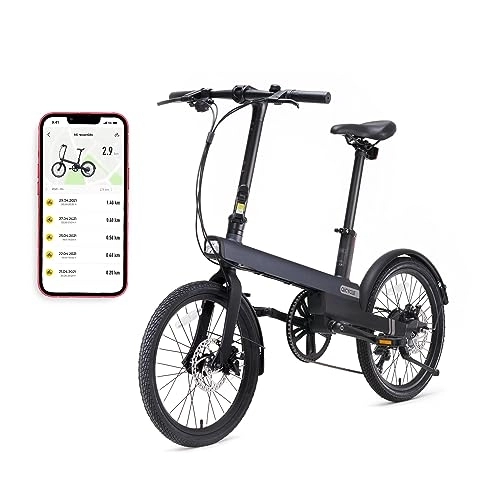 Bicicletas eléctrica : QiCYCLE Bicicleta eléctrica, App incluida, Pantalla OLED, Batería de litio 36V, 8 velocidades hasta 25km / h, Autonomía hasta 65km