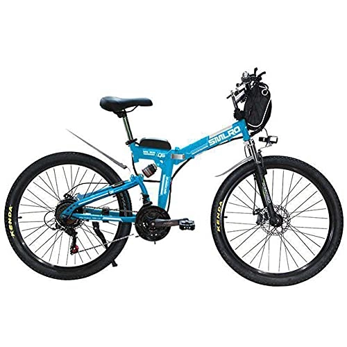 Bicicletas eléctrica : QININQ Bicicleta de Montaña Eléctrica Bici Plegable Ebike con Rueda de 24 Pulgadas Batería de Litio de Gran Capacidad 48V 350W 21 Velocidades Suspensión Completa Premium y Engranaje