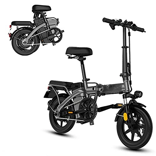 Bicicletas eléctrica : QININQ Bicicleta Eléctrica Plegable, 250 W Motor para Bicicleta De Montaña Eléctrica para Adultos, 14 Pulgadas E-Bike, Batería Extraíble de 48V 9.6Ah