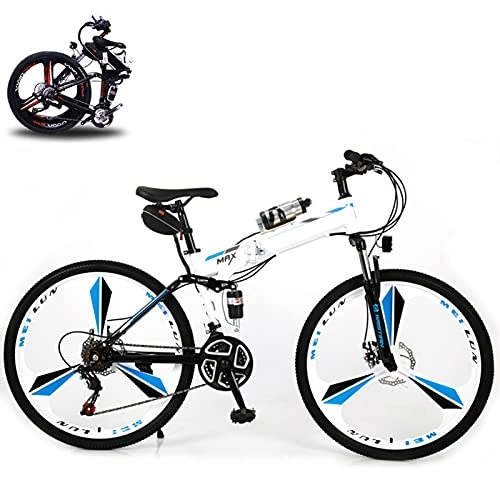 Bicicletas eléctrica : QININQ Bicicleta Eléctrica Plegable, 350W Bicicleta De Montaña Eléctrica para Adultos, 26 Pulgadas E-Bike Bicicleta Electrica Montaña, 21 Velocidades Batería Extraíble de 36 V 6.8Ah
