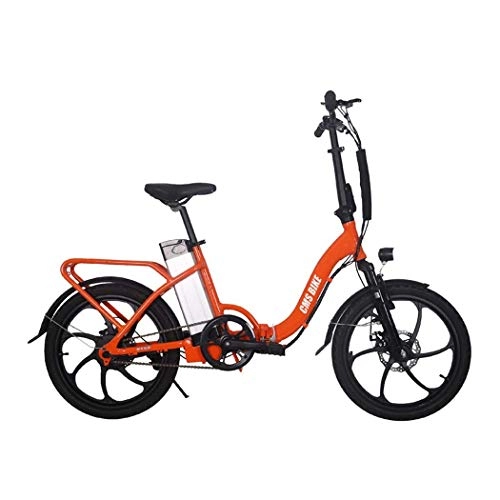Bicicletas eléctrica : QIONGS Las Bicicletas eléctricas, Frenos de Disco, Pantalla LCD, 3Manejar Rango 50-60km, el Cuerpo de aleación de Aluminio, 20 Pulgadas Bicicleta Plegable eléctrica, Naranja