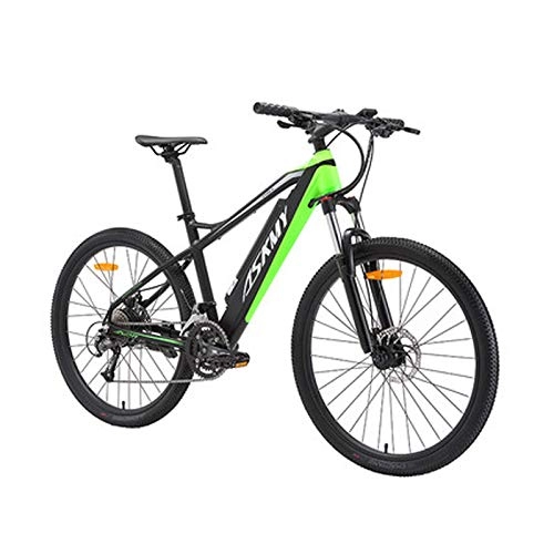 Bicicletas eléctrica : Qnlly Bicicleta eléctrica de 26 Pulgadas Bicicleta eléctrica de aleación de Aluminio de 7 velocidades Bicicleta de Freno de Doble Disco Bicicleta de montaña de Viaje para Adultos (Verde)