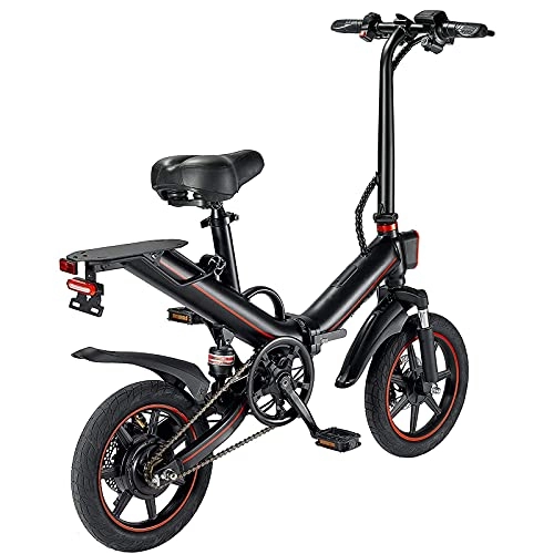 Bicicletas eléctrica : QTQZ Bicicleta eléctrica Plegable Multiusos Aldults Bicicletas eléctricas Plegables Velocidad máxima 25 km / h 48 V 15 Ah Batería de Litio 400 W Rueda de 14 Pulgadas Mini Bicicletas eléctricas pa