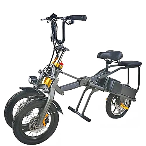 Bicicletas eléctrica : QTQZ Triciclo eléctrico portátil Multiusos de 14 Pulgadas y Tres Ruedas Bicicletas eléctricas para Adultos Bicicleta eléctrica Plegable Aleación de magnesio E-Bike Pantalla LCD 36 V Alcance máxim