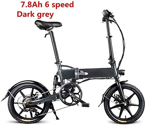 Bicicletas eléctrica : QUETAZHI Ebike Plegable Bicicleta con un Motor elctrico de 250W, LED Faros, neumticos de Goma 16 Pulgadas Adulto 120 kg de Carga til (7.8Ah) QU526 (Color : Gray)