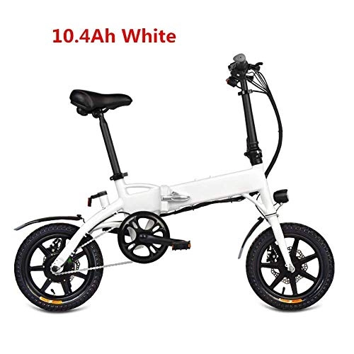 Bicicletas eléctrica : QUETAZHI Plegable Bicicleta elctrica, un Motor de Ciclo en Tres Modos Ebike 250W 25 kilometros / H 14 Pulgadas neumticos de Bicicletas QU526 (Color : White)