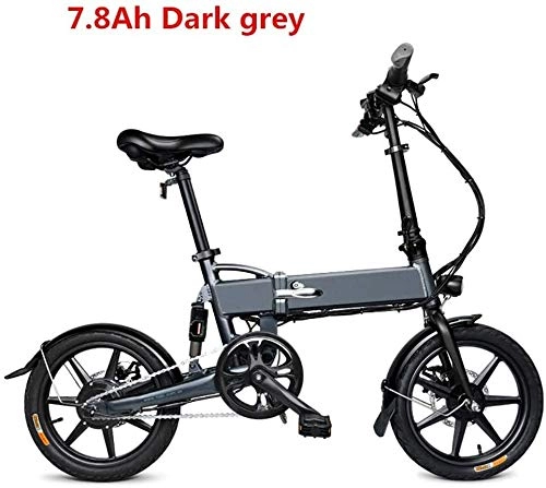 Bicicletas eléctrica : QUETAZHI Plegables Bicicletas elctricas, Adulto 250W 7.8Ah Litio Bicicleta elctrica con Las Luces LED del Panel Frontal QU526 (Color : Gray)