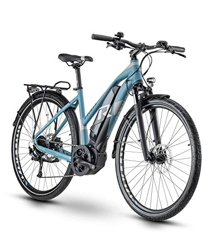 Bicicletas eléctrica : RAYMON Tourray E 5.0 - Bicicleta eléctrica para Mujer, Color Azul y Gris, tamaño 48 cm