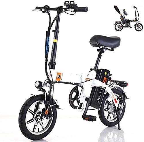 Bicicletas eléctrica : RDJM Bicicleta eléctrica Mini 14" Bicicleta eléctrica for los Adultos, conmutar E-Bici con Motor de 240 W con el botón Inteligente del medidor de Velocidad de Tres 48V 10-20Ah de Iones de Litio LED