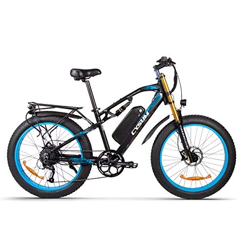 Bicicletas eléctrica : RICH BIT Bicicleta eléctrica M900 Bicicleta de montaña 26 * 4 Pulgadas Bicicletas de neumáticos Gruesos 9 velocidades Ebikes para Adultos con batería de 17Ah (Azul)