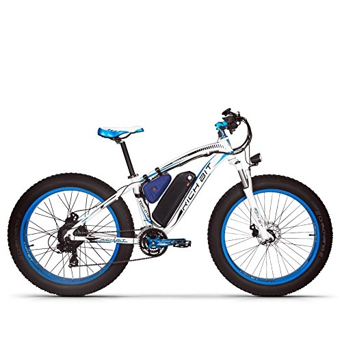 Bicicletas eléctrica : RICH BIT Bicicleta eléctrica para Hombre TOP-022 26"Bicicleta de montaña eléctrica 48V 12.5AH Batería de Litio Neumático Grande Snow Ebike (Azul)