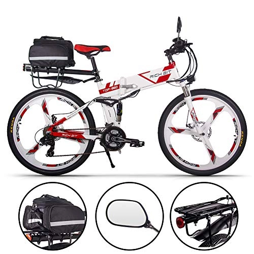 Bicicletas eléctrica : Rich bit RT860 MTB ebike 250W * 36V * 12.8Ah LG li-Battery Bicicleta Elctrica Inteligente MTB de 26 Pulgadas (Rojo 1)